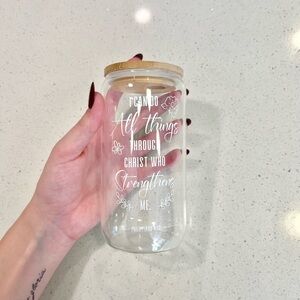 Bible Verse glass iced coffee cup